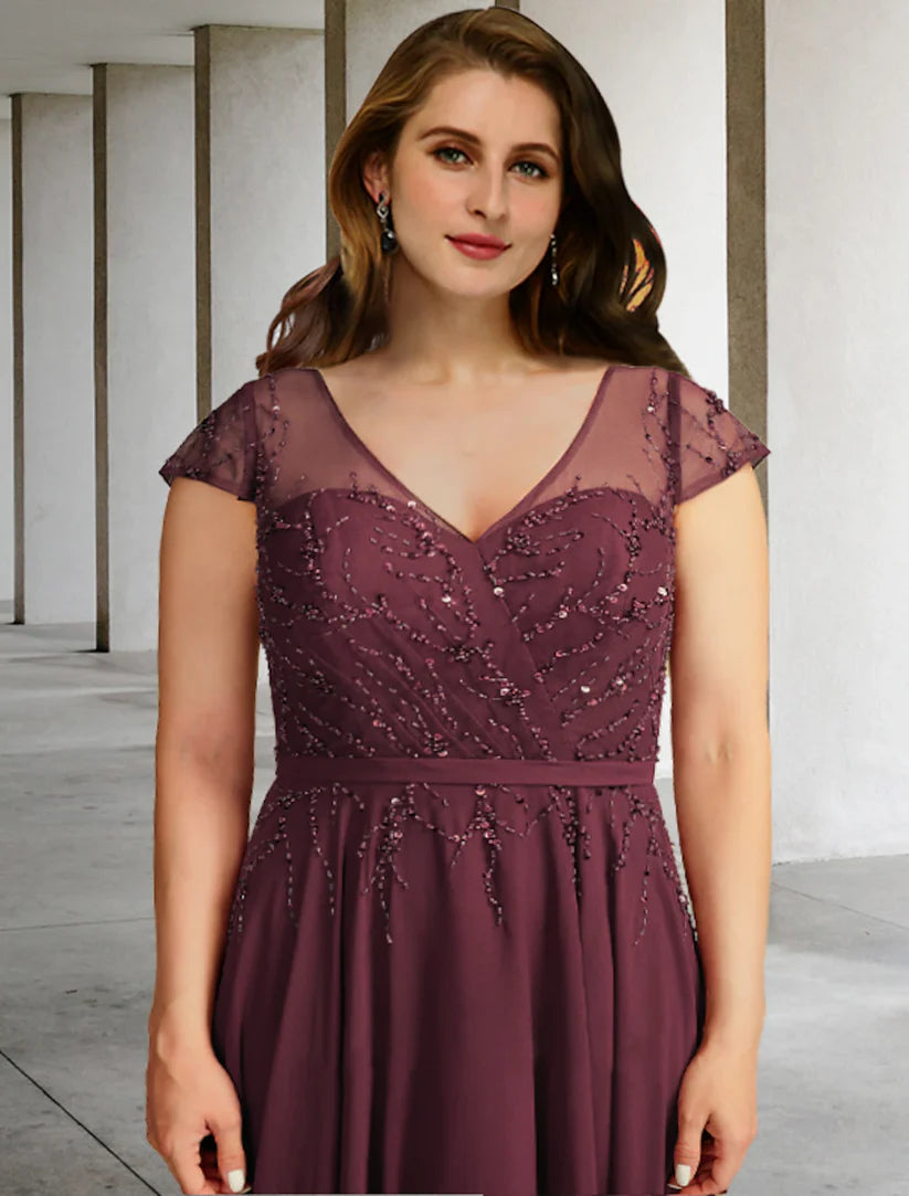 A-Line Mother of the Bride Dresses Plus Size Hide Belly Curve Elegant