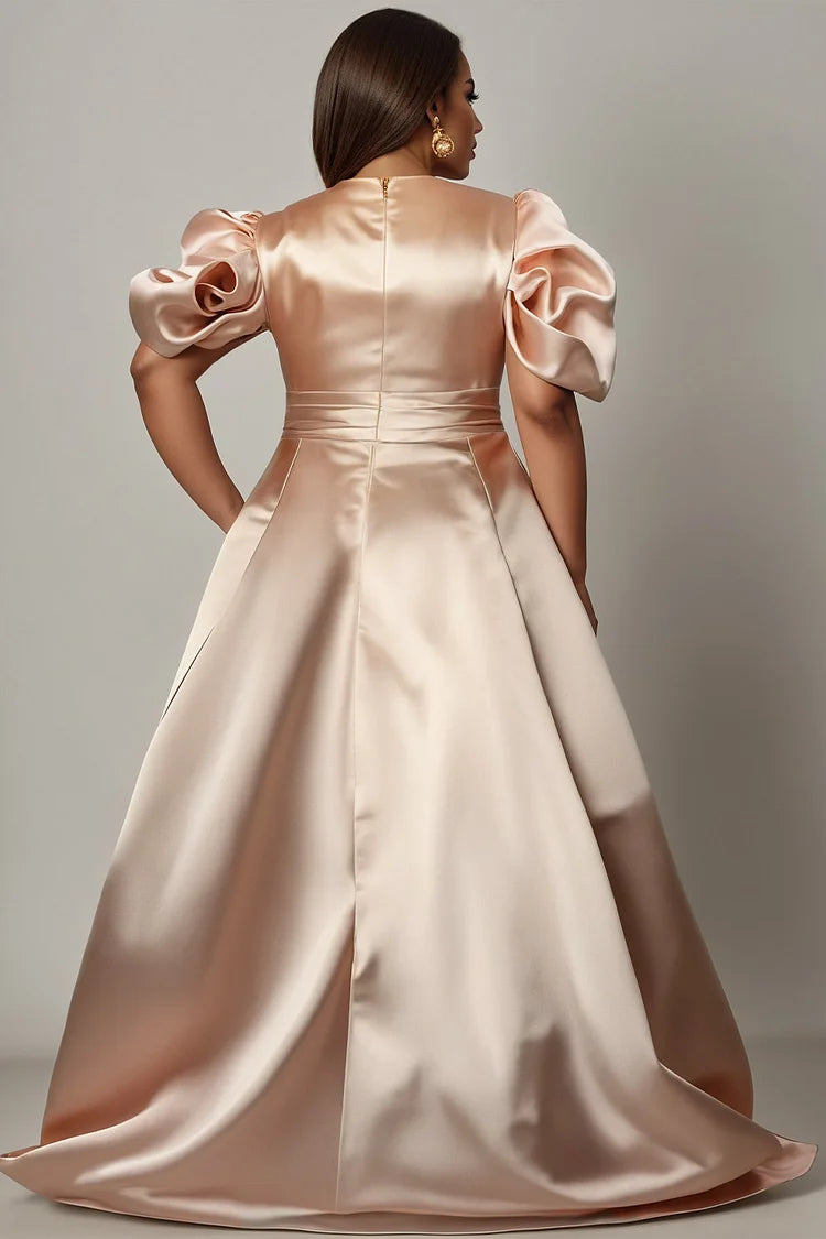 champagne peplum dress Terani - 261C6524