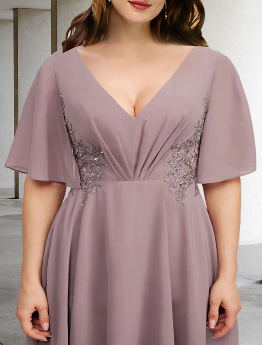 A-Line Mother of the Bride Dresses Plus Size Hide Belly Curve Elegant