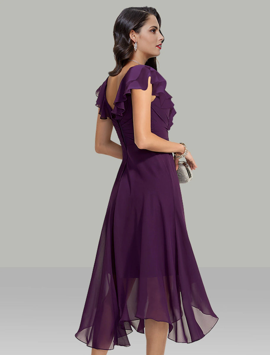 A-Line Wedding Guest Dresses Elegant Dress Cocktail Party Tea Length S