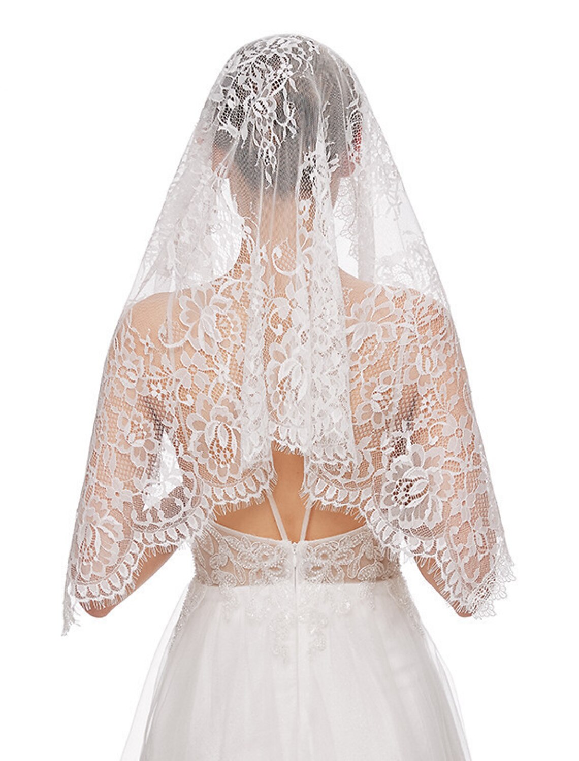 【C15261】VEIL 1.5 LESSON 01 C15261】VEIL 1.5 LESSON 01 Single Tier All Over Lace Floral
