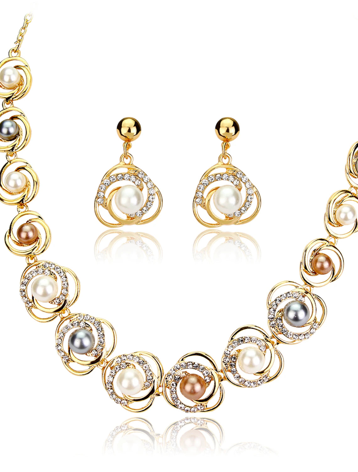 1 set Jewelry Set Bridal Jewelry Sets For Women's Christmas Wedding Party Evening Imitation Pearl Rhinestone Plated Cut Out Precious / Gift