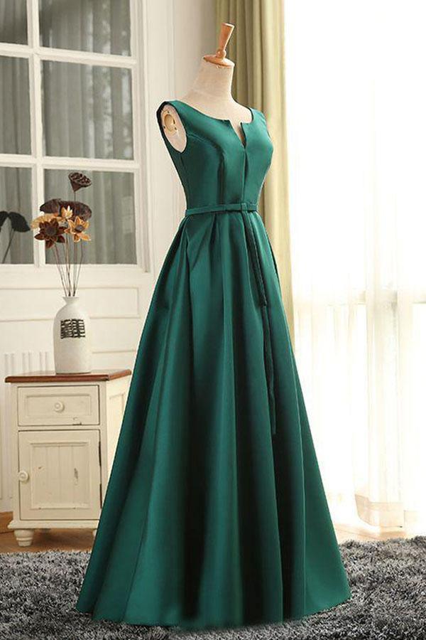 Scoop Satin Long Prom Dress