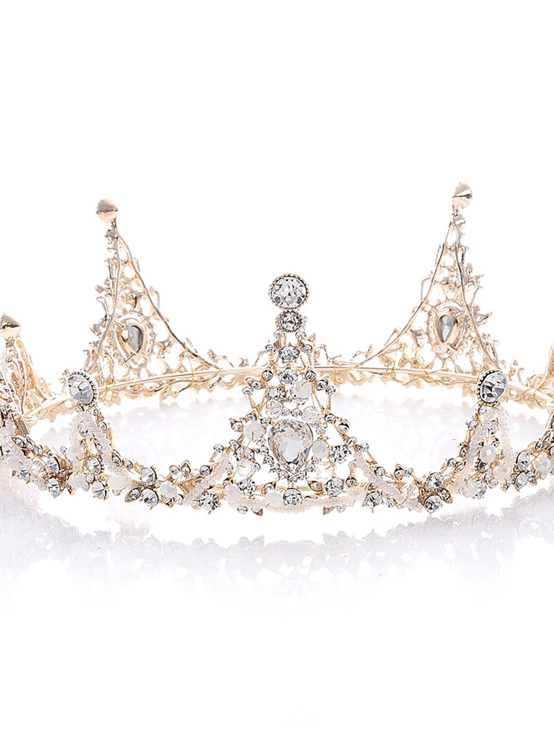 Juwelenbesetzte Barockkönigin-Krone, Strass-Hochzeitskronen und Diademe für Frauen