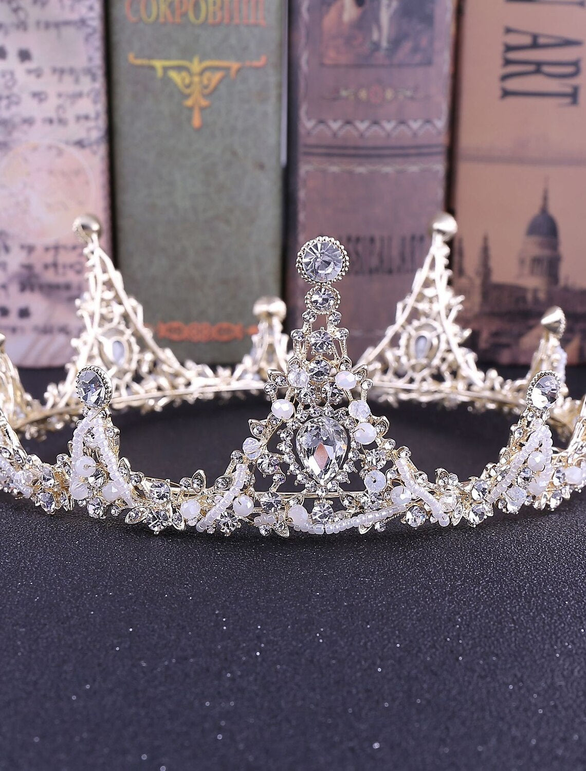 Juwelenbesetzte Barockkönigin-Krone, Strass-Hochzeitskronen und Diademe für Frauen