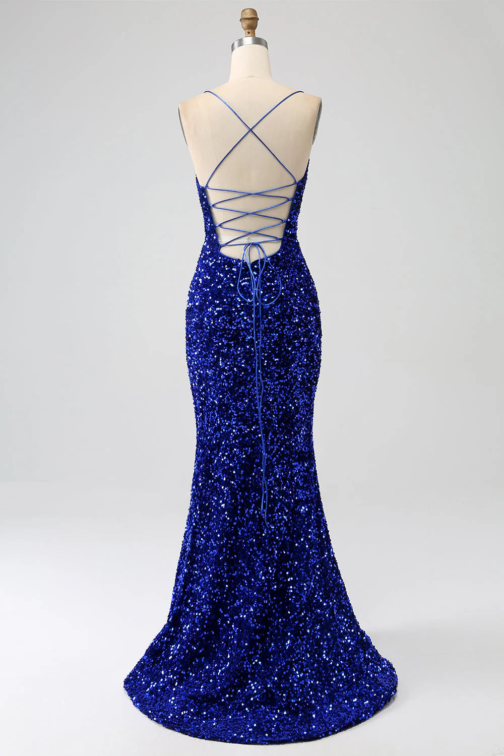 Mermaid Spaghetti Straps Sequin Long Prom Dress