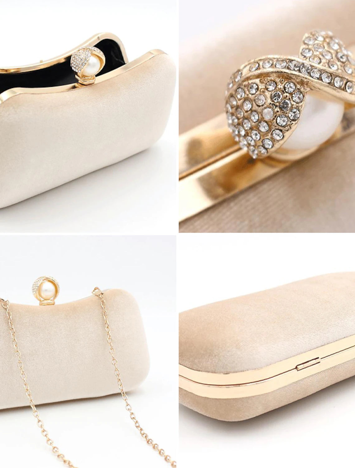 Clutch für Damen, Abendtasche aus Cord, für Partys, Brautpartys, Urlaub, Kristalle, Kette, großes Fassungsvermögen, leicht