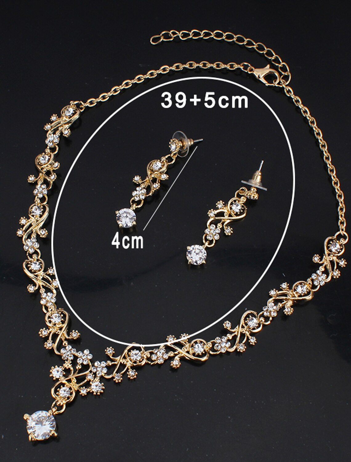 Hoop Earrings 1 set Rhinestone 1 Necklace Earrings Women's Stylish Luxury Elegant Chandelier Floral irregular Jewelry  For Wedding Engagement Work