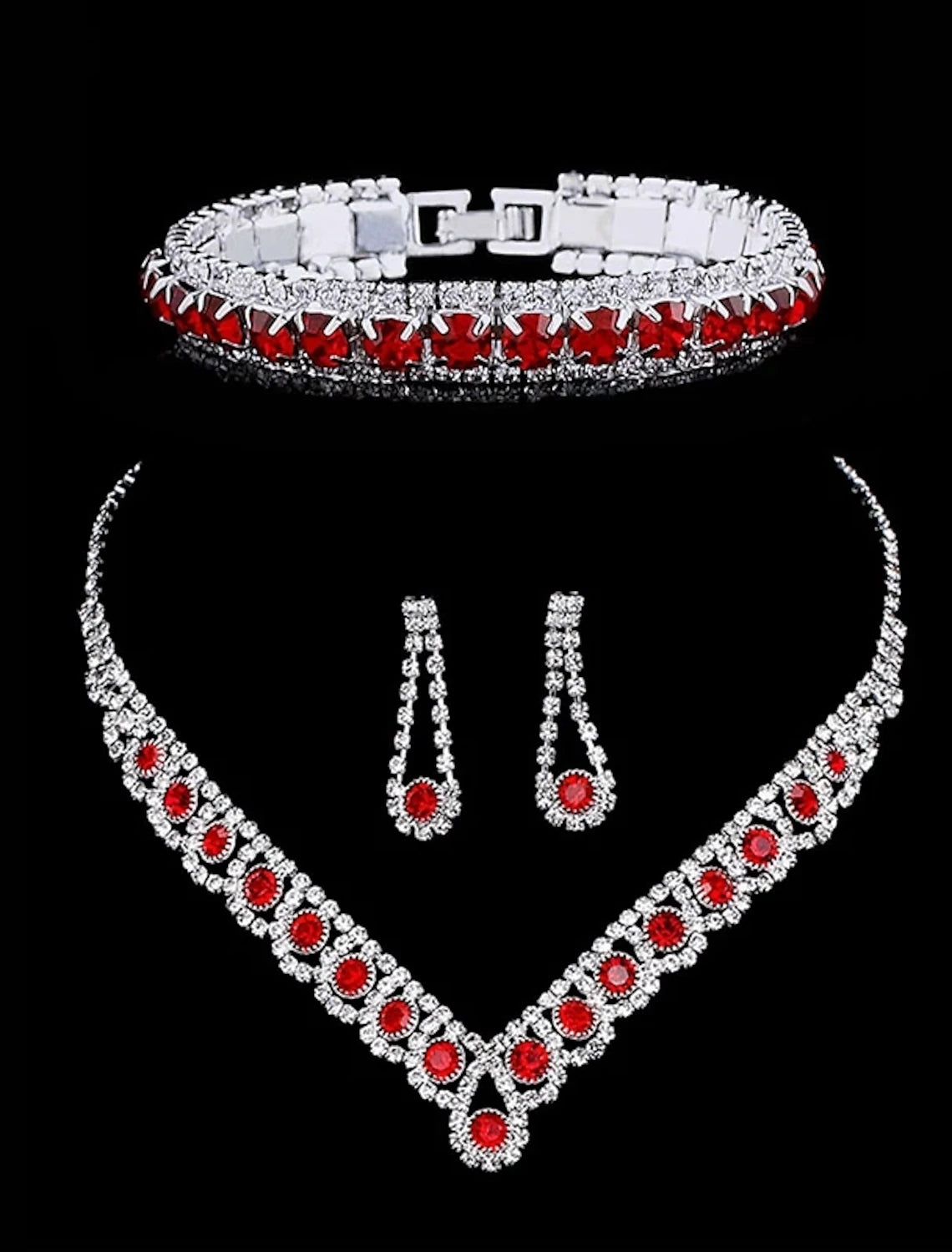 Bridal Jewelry Sets Three-piece Suit Rhinestone 1 Necklace 1 Bracelet Earrings Women's Natural Fashion European Cool Vintage Style Precious Geometric Jewelry Set For Party Wedding Gift / Daily