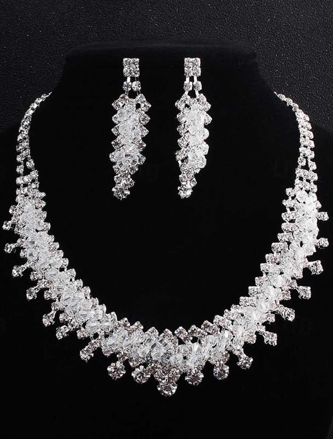 Jewelry Set 3pcs Rhinestone Alloy Earrings Necklace Women's Elegant Vintage Stylish Geometric Jewelry Set For Wedding Party Wedding Guest