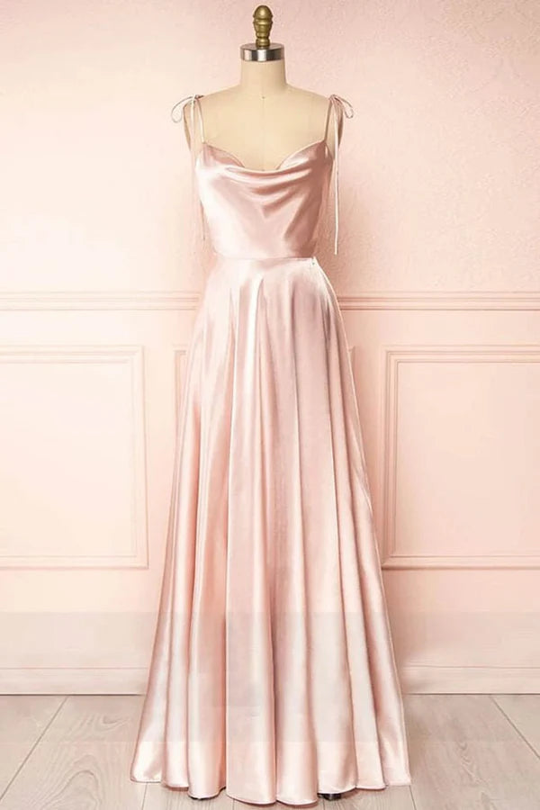 A-line Neck Long Prom Dress
