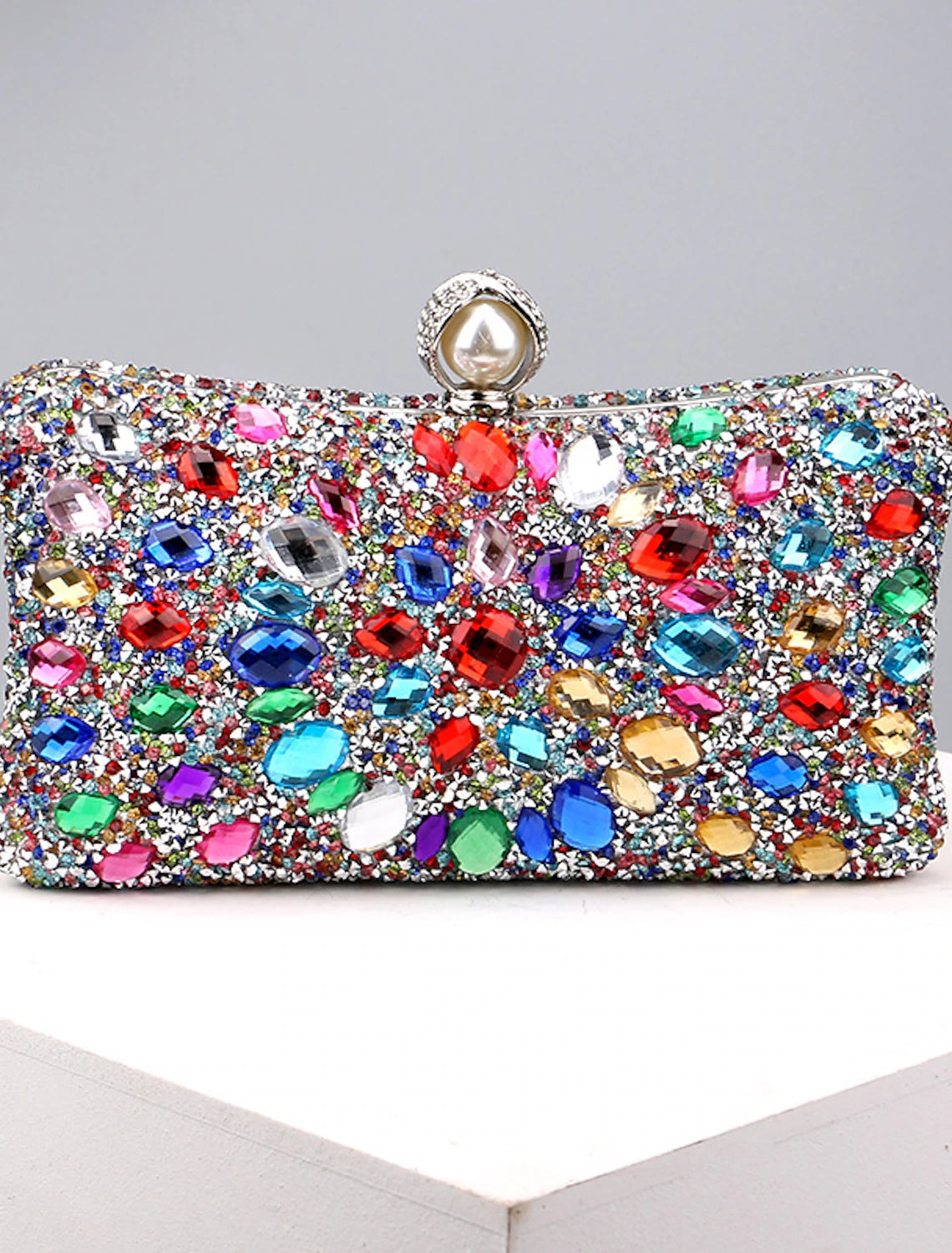 Women's Clutch Evening Bag Wristlet Clutch Bags Party Daily Bridal Shower Rhinestone Pearls Chain Large Capacity Lightweight Durable