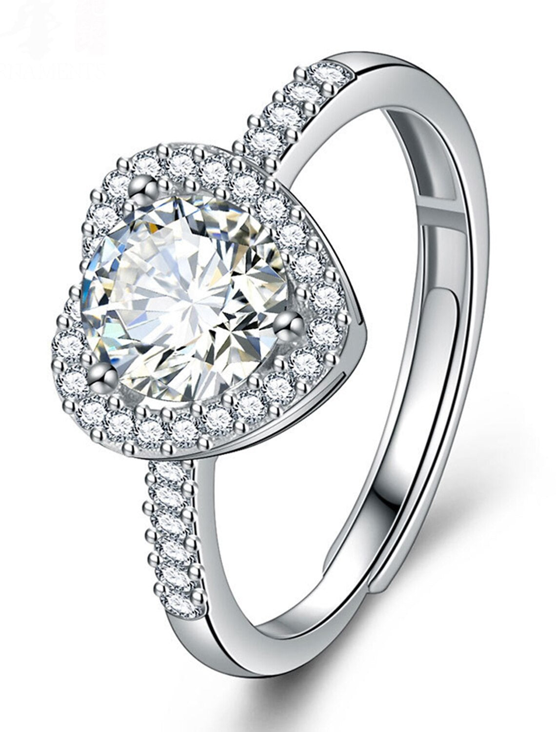 Ring Wedding Silver Rhinestone S925 Sterling Silver Heart Stylish Simple Luxury 1PC / Women's / Open Ring / One Earring / Adjustable Ring