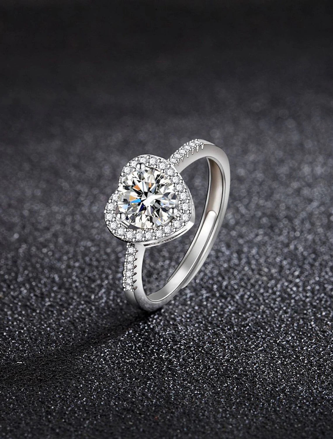 Ring Wedding Silver Rhinestone S925 Sterling Silver Heart Stylish Simple Luxury 1PC / Women's / Open Ring / One Earring / Adjustable Ring