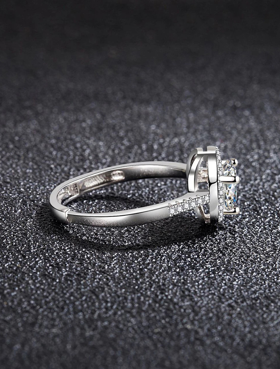 Ring Wedding Silver Rhinestone S925 Sterling Silver Heart Stylish Simple Luxury 1PC / Women's / Open Ring / One Earring / Adjustable Ring