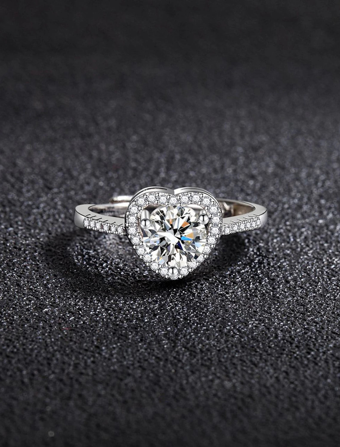 Ring Wedding Silver Rhinestone S925 Sterling Silver Heart Stylish Simple Luxury 1PC / Women's / Open Ring / One Earring / Adjustable Ring