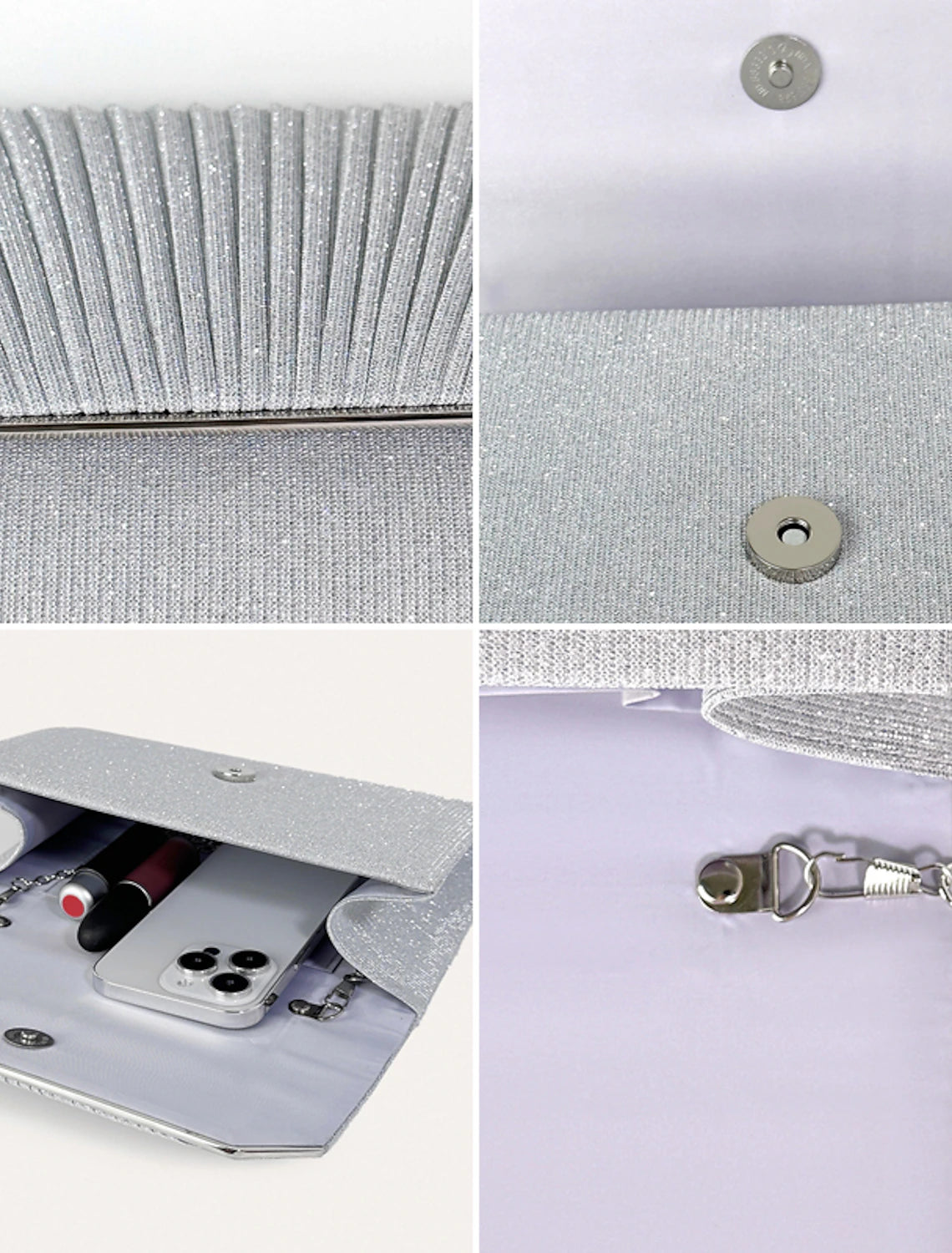 Damen Clutch Abendtasche Handgelenk Clutch Taschen PU Leder Party Alltag Kette Große Kapazität Leicht Langlebig Einfarbig