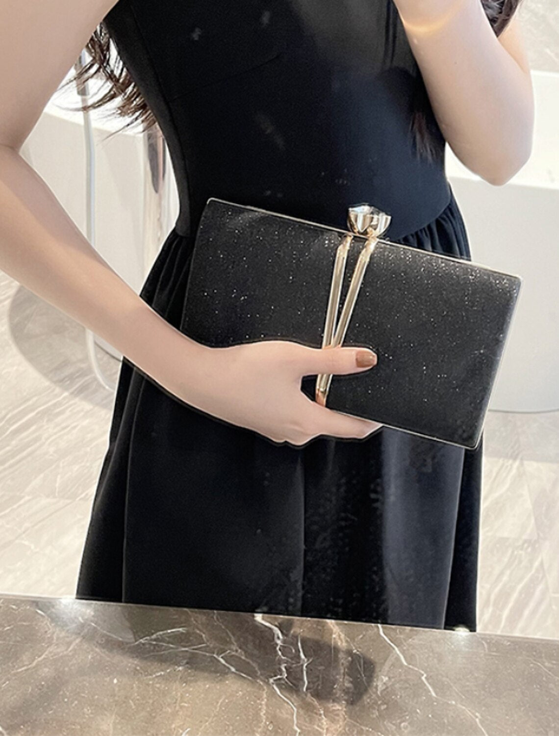 Damen Clutch Abendtasche Handgelenk Clutch Taschen Party Brautparty Urlaub Strass Kette Große Kapazität Leicht Langlebig Solide