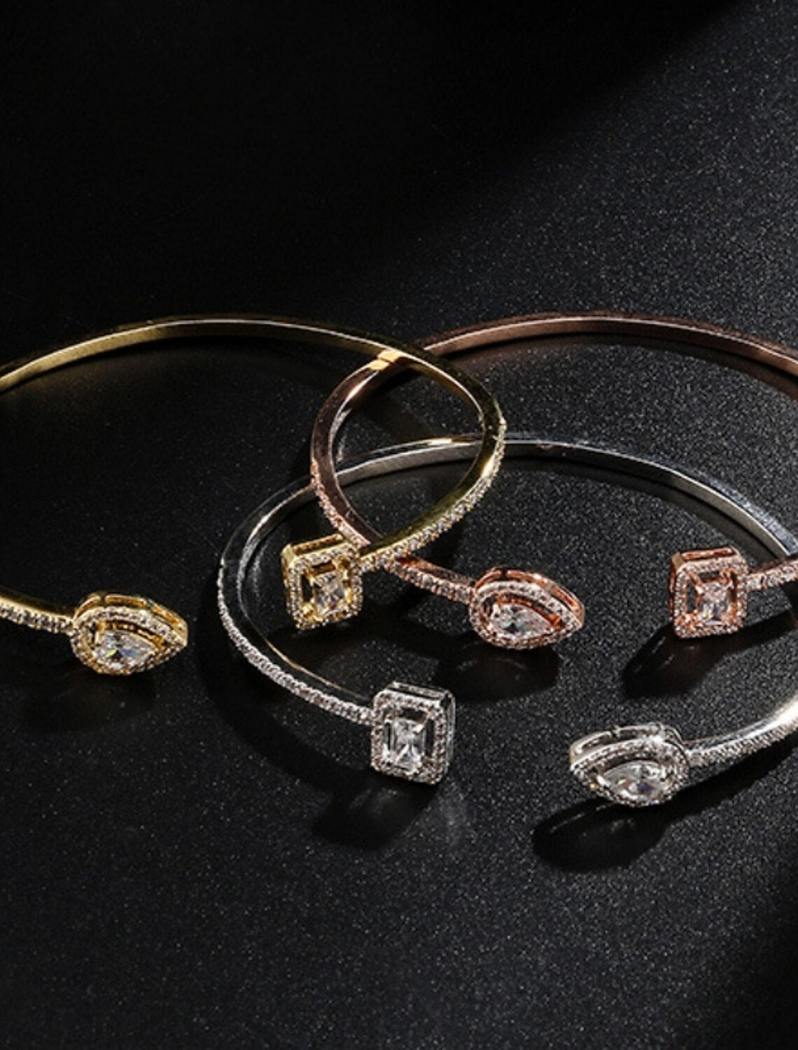 Women's Zircon Bracelet Bangles Classic Drop Fashion Trendy Copper Bracelet Jewelry Silver / Rose Gold / Golden For Party Gift