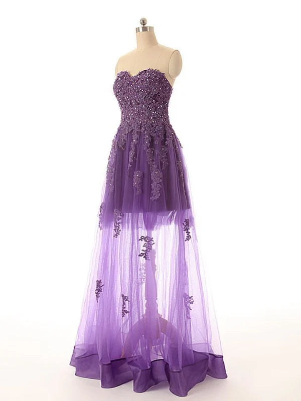 A Line Lace Prom Dress