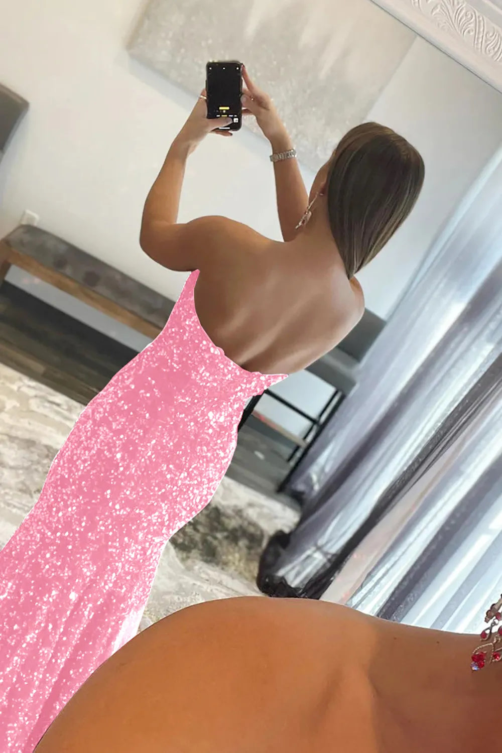 Mermaid Sequins Long Prom Dress with Slit