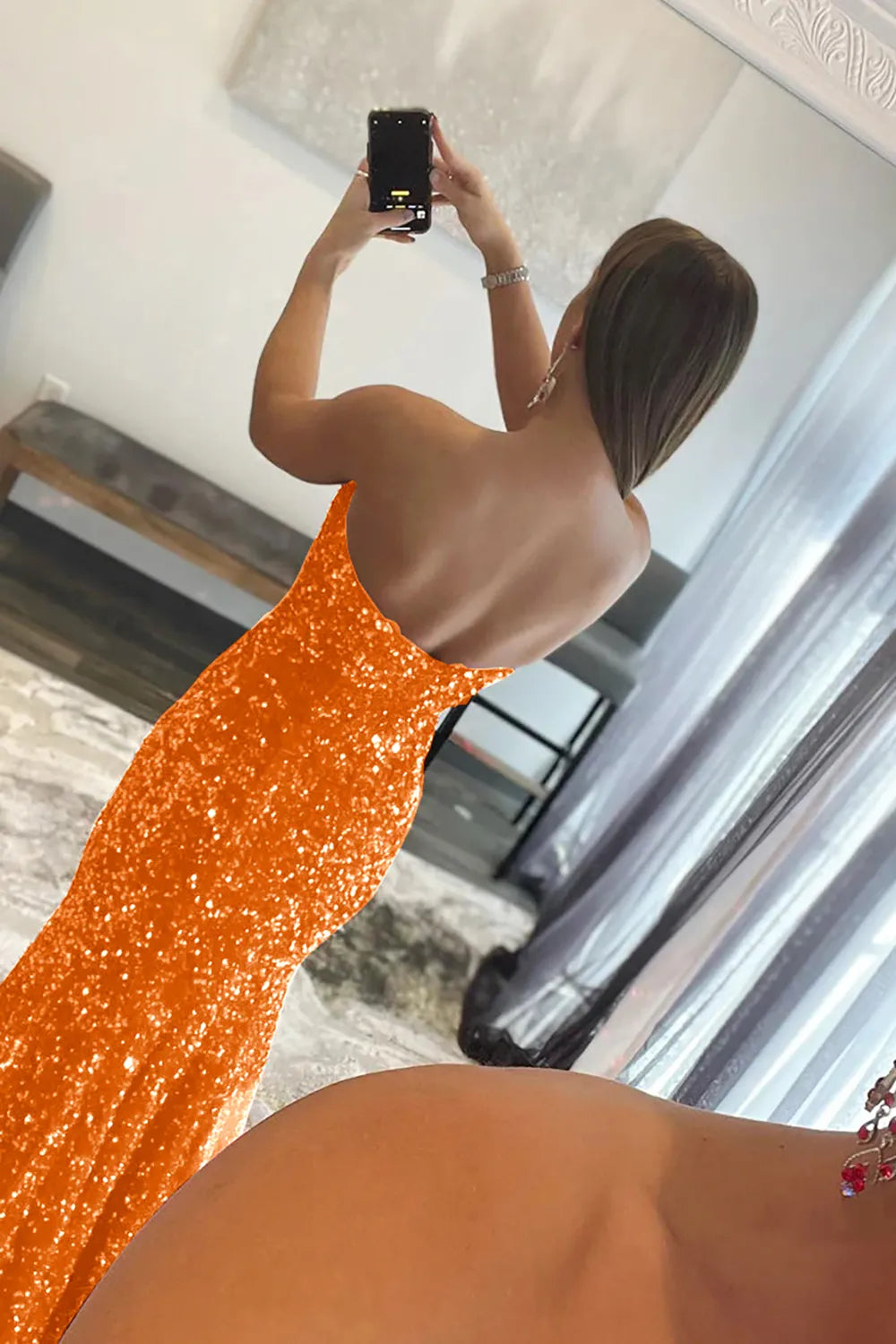 Mermaid Sequins Long Prom Dress with Slit