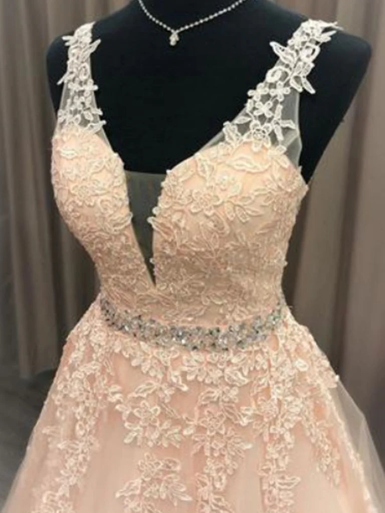 A-line V Neck Satin Long Prom Dress Evening Dress Formal Evening Dress