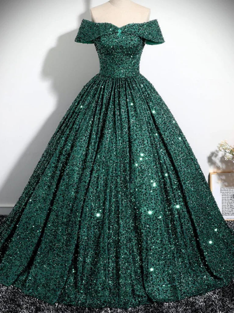 Formal Off Shoulder Sequins Long Prom Dresses