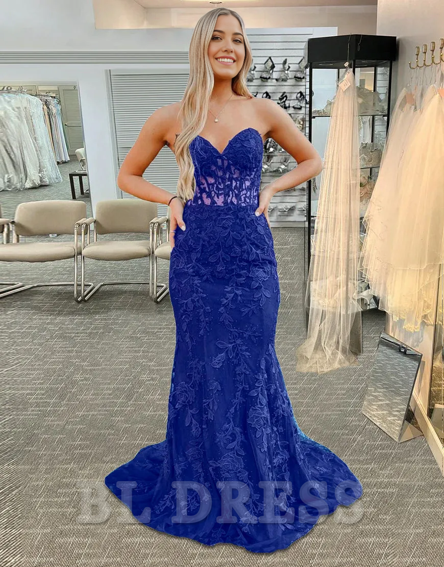 Mermaid Elegant Lace Sweetheart formal dresses evening gown Prom Dress