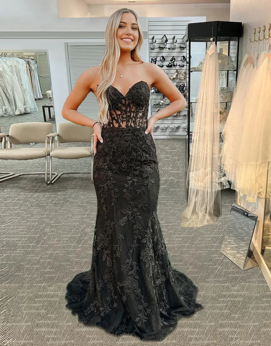 Mermaid Elegant Lace Sweetheart formal dresses evening gown Prom Dress