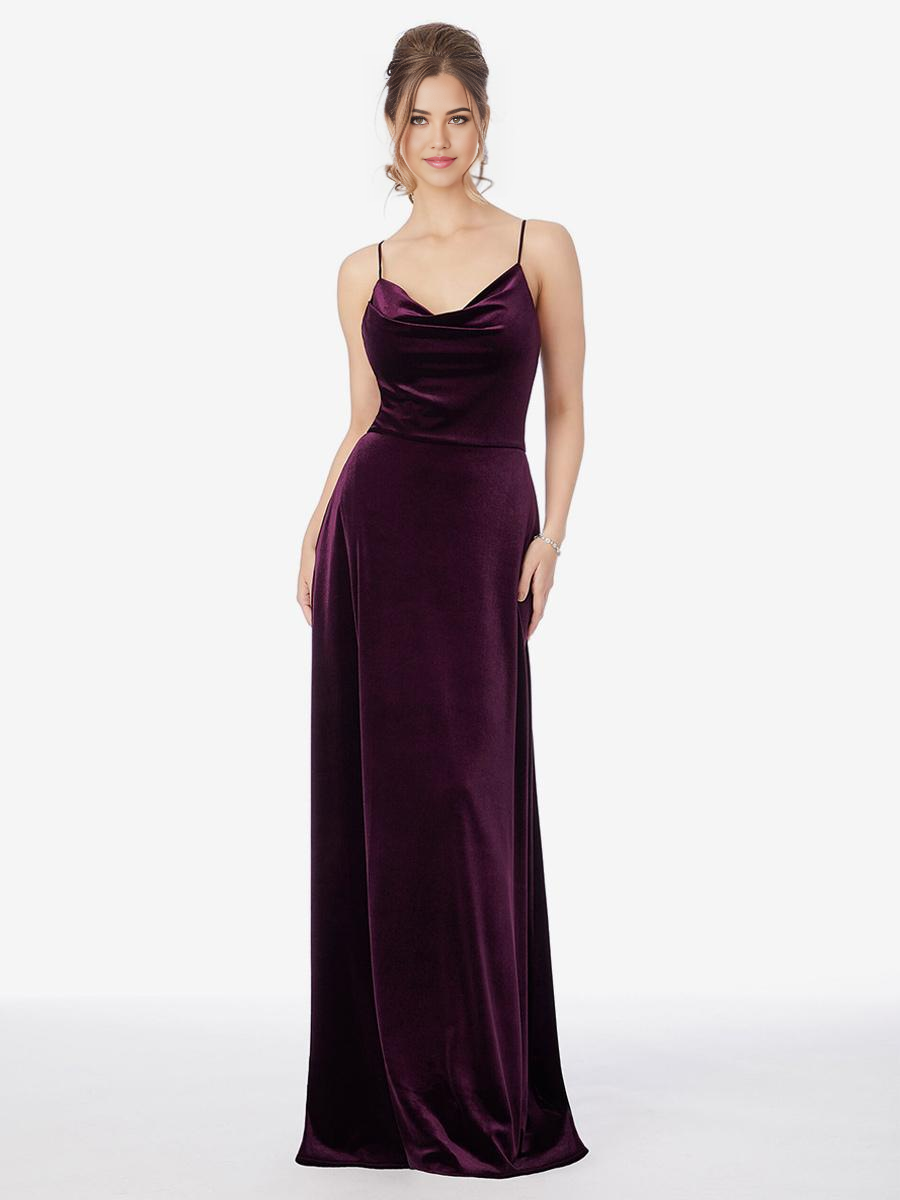 Sheath Spaghetti Straps Velvet Floor-Length formal dresses Bridesmaid Dresses evening gown Prom Dress
