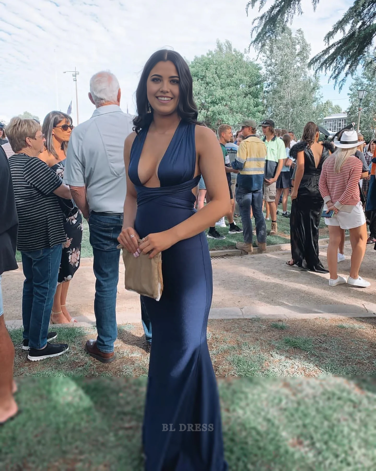 Mermaid Deep V Neck Satin formal dresses Bridesmaid Dresses evening gown Prom Dress