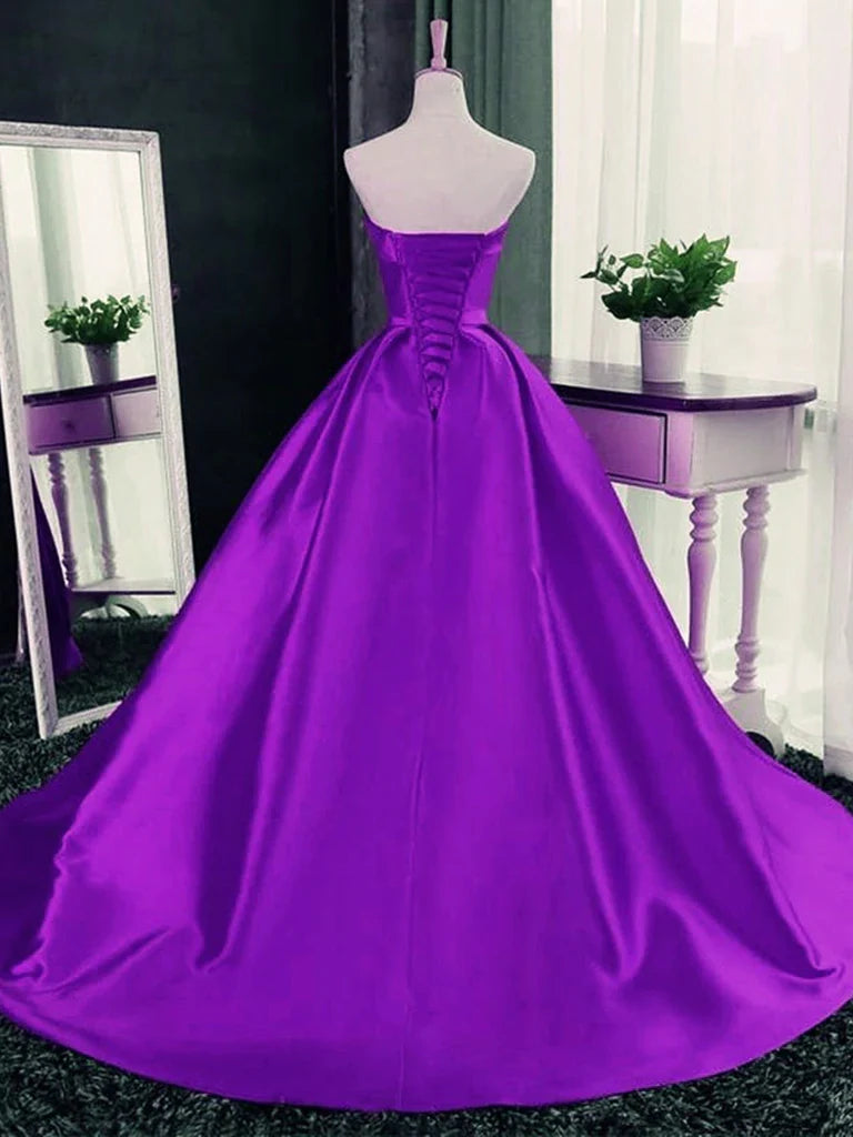 Strapless Long Satin Prom Dresses