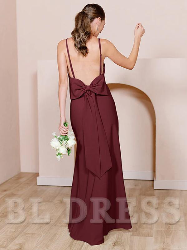 Sheath Spaghetti Straps Backless Floor-Length formal dresses Bridesmaid Dresses evening gown Prom Dress