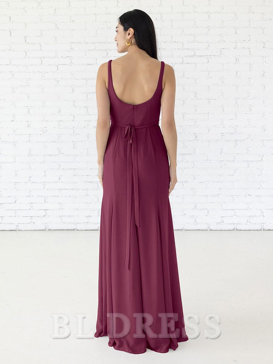 A-Line Floor-Length Zipper Chiffon formal dresses Bridesmaid Dresses evening gown Prom Dress