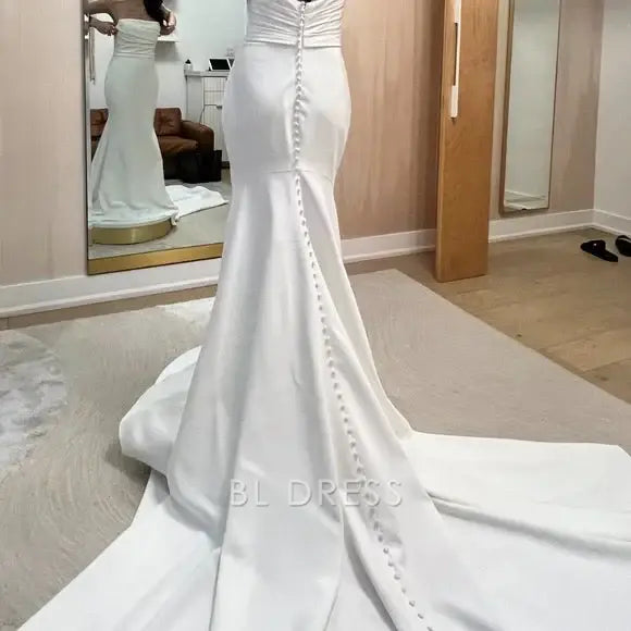 Mermaid Strapless White formal dresses Bridesmaid Dresses evening gown Prom Dress