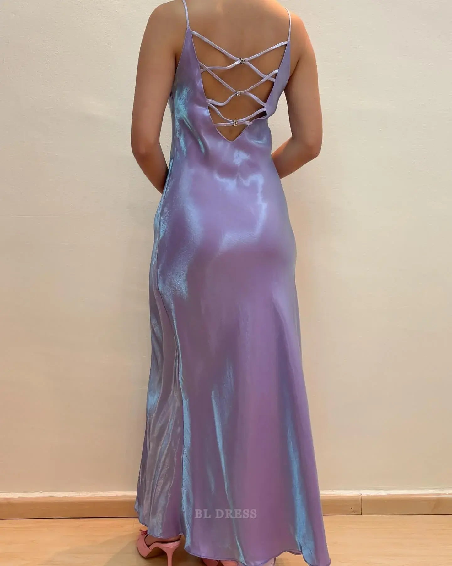 Sheath Spaghetti Straps Lavender Long formal dresses Bridesmaid Dresses evening gown Prom Dress