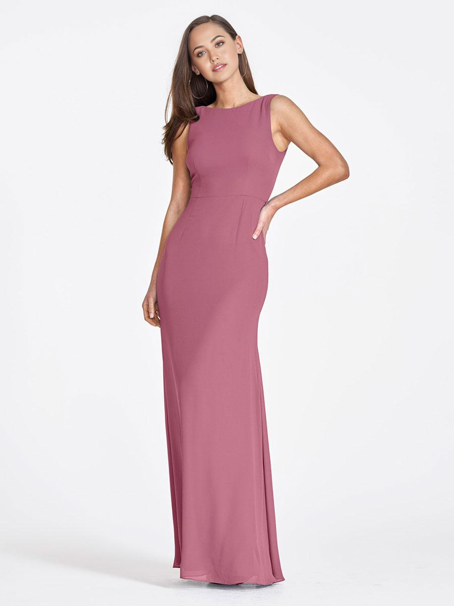 Sheath Sleeveless Chiffon Floor-Length formal dresses Bridesmaid Dresses evening gown Prom Dress
