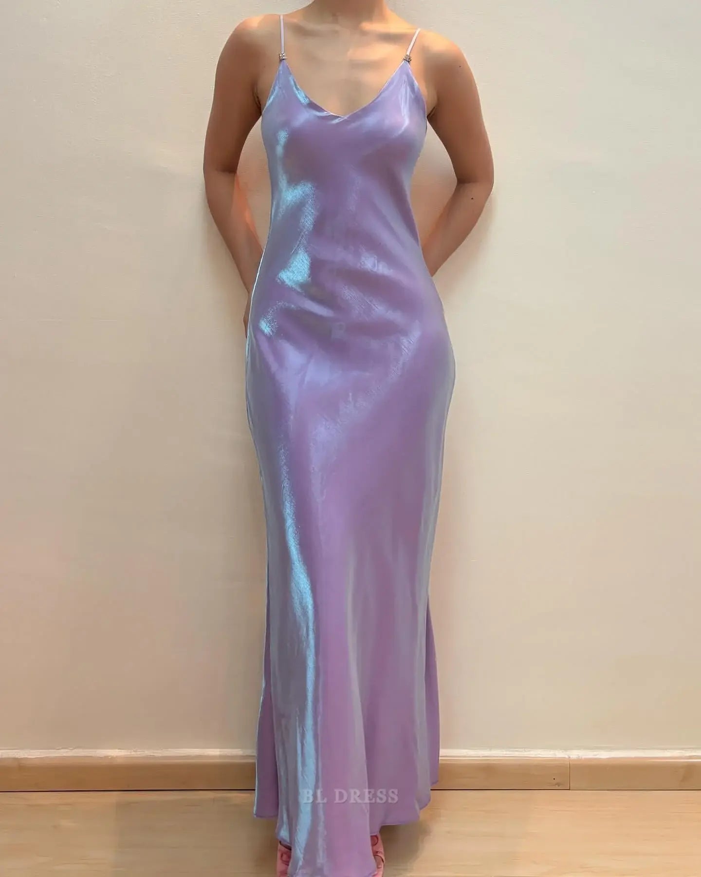 Sheath Spaghetti Straps Lavender Long formal dresses Bridesmaid Dresses evening gown Prom Dress