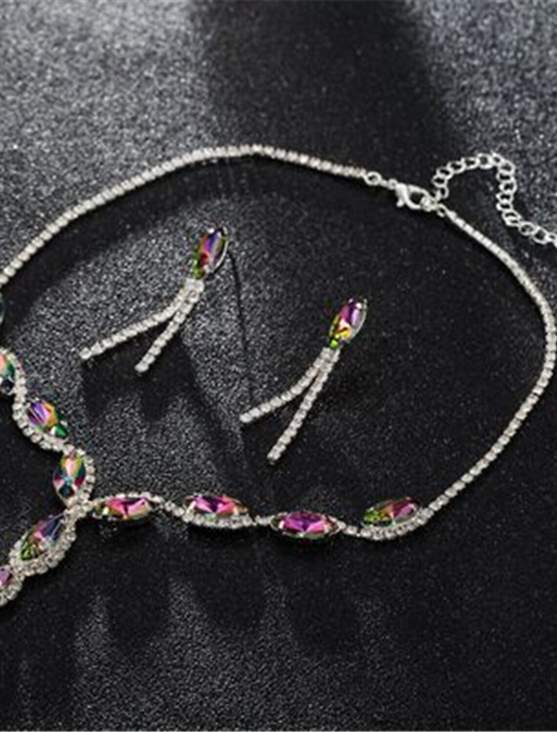 Stud Earrings 1 set White AAA Cubic Zirconia Alloy 1 Necklace Earrings Women's Stylish Luxury Lovely Tennis Chain Mini Jewelry Set For Party Wedding Engagement / Choker Necklace / Bridal Jewelry Sets