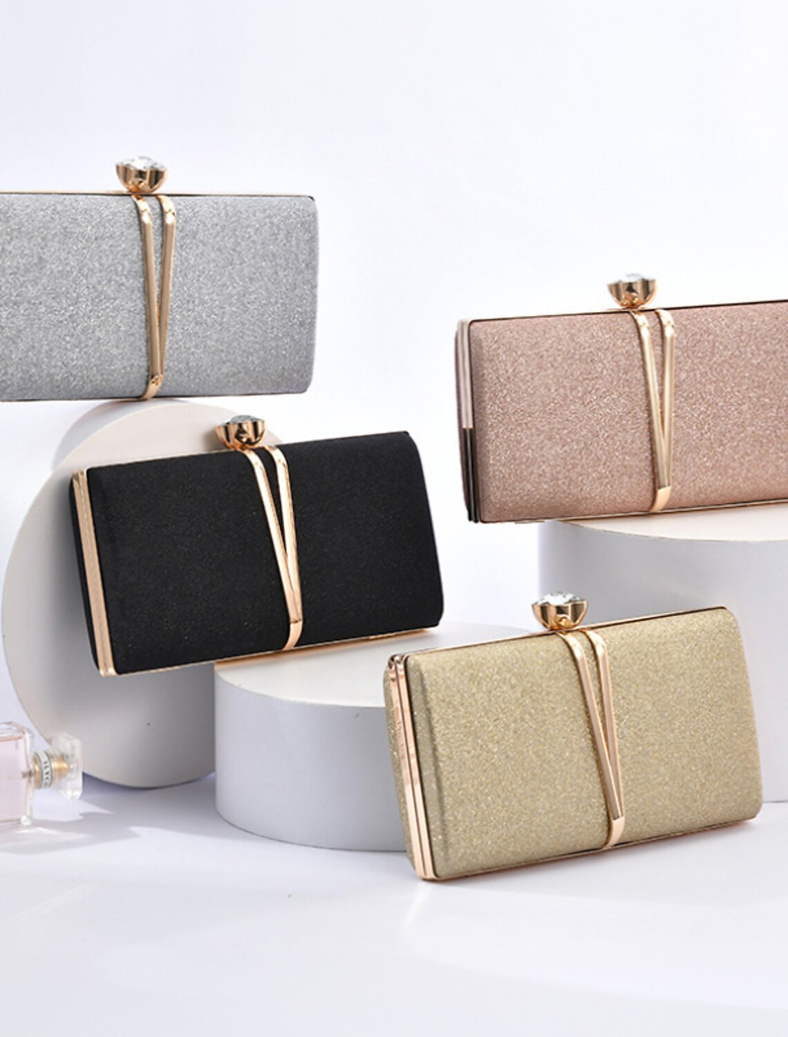 Damen Clutch Abendtasche Handgelenk Clutch Taschen Party Brautparty Urlaub Strass Kette Große Kapazität Leicht Langlebig Solide