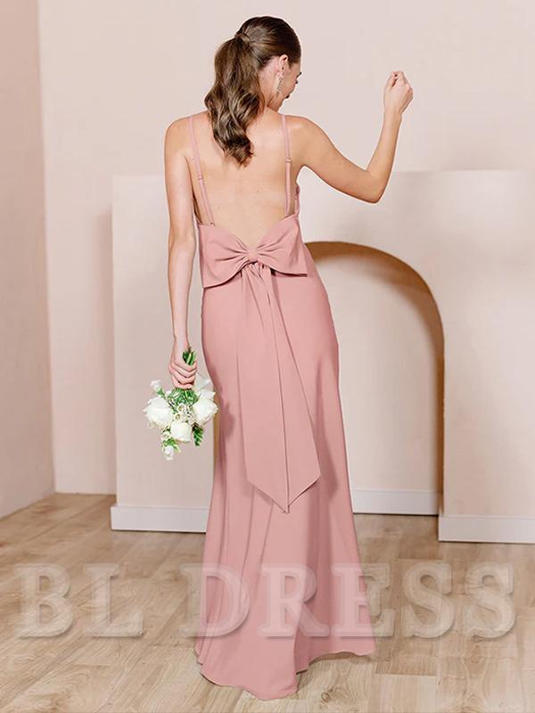 Sheath Spaghetti Straps Backless Floor-Length formal dresses Bridesmaid Dresses evening gown Prom Dress