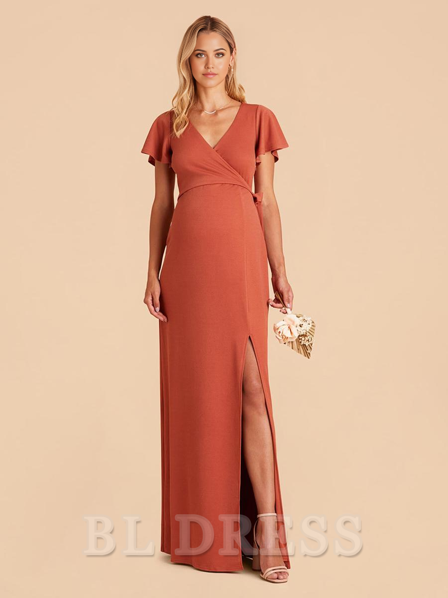 A-Line V-Neck Chiffon Floor-Length formal dresses Bridesmaid Dresses evening gown Prom Dress