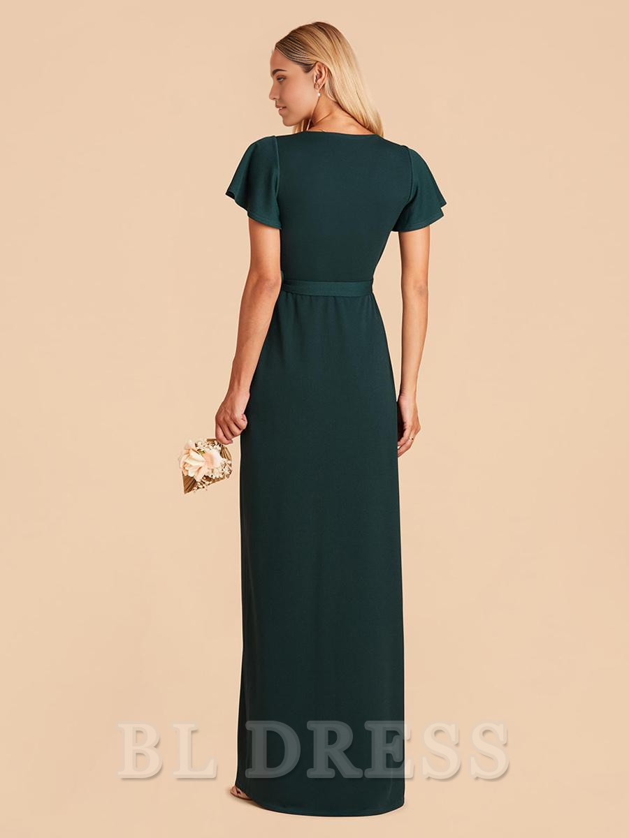 A-Line V-Neck Chiffon Floor-Length formal dresses Bridesmaid Dresses evening gown Prom Dress