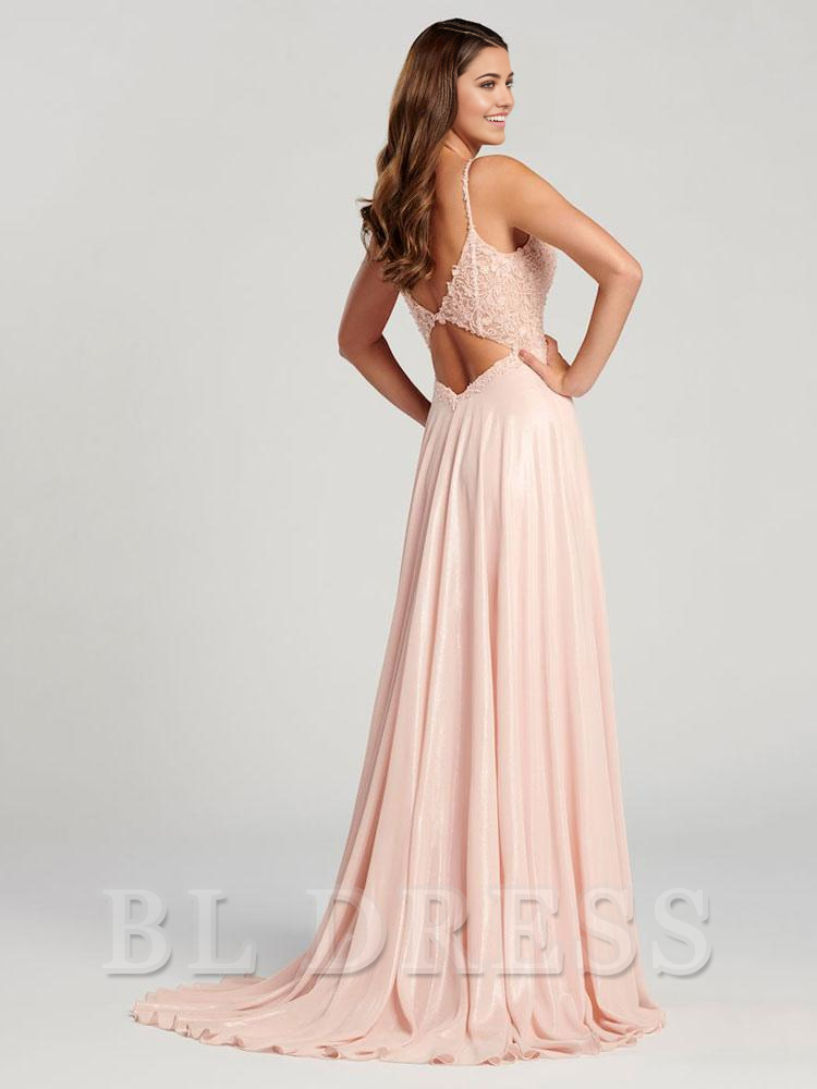 A-Line V-Neck Sleeveless Backless Split Front formal dresses Bridesmaid Dresses evening gown Prom Dress