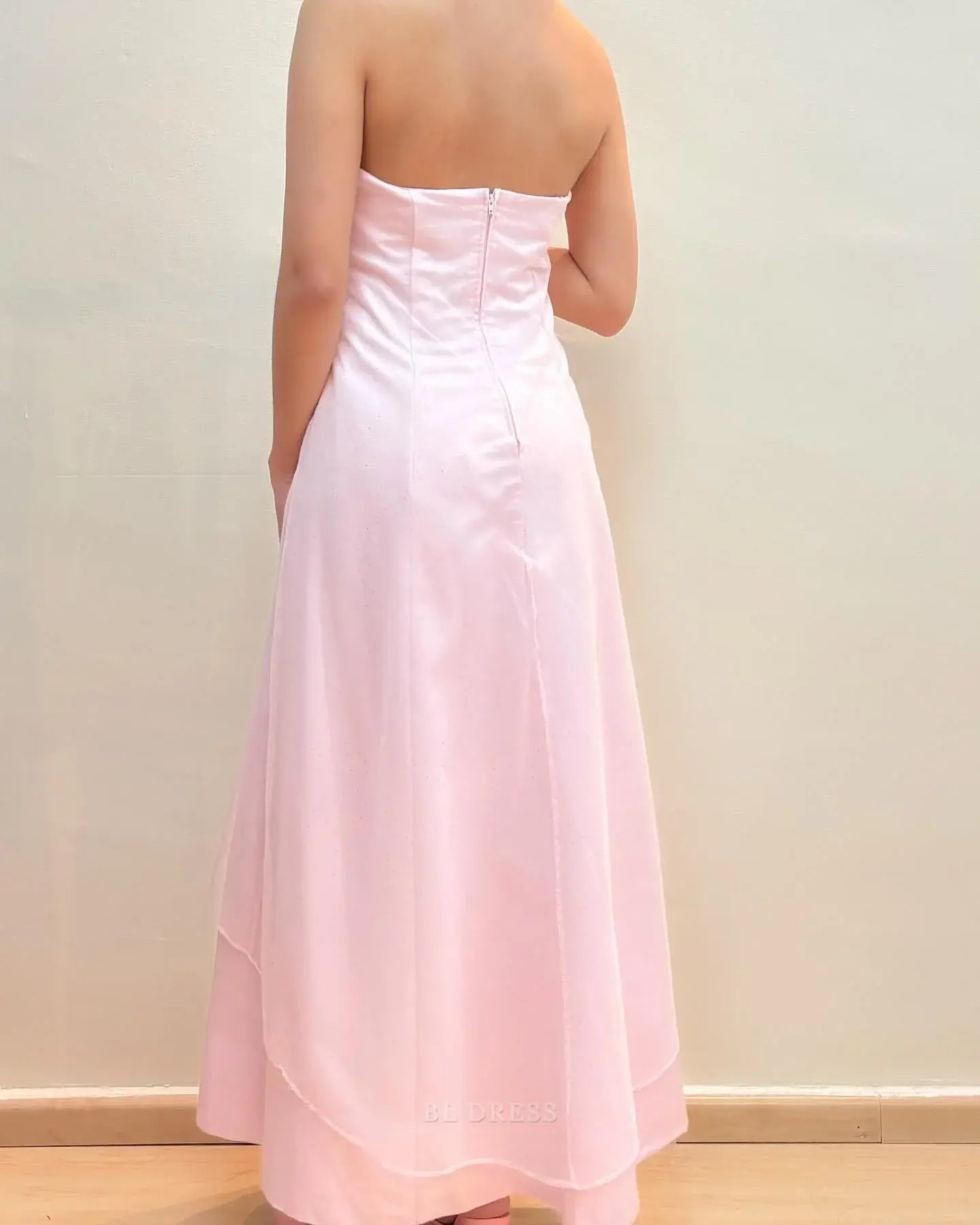 Sheath Strapless Light Pink Vintage formal dresses Bridesmaid Dresses evening gown Prom Dress