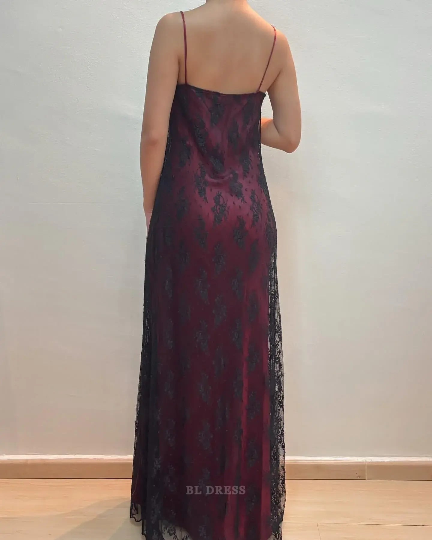 Sheath Spaghetti Straps Lace Vintage formal dresses Bridesmaid Dresses evening gown Prom Dress