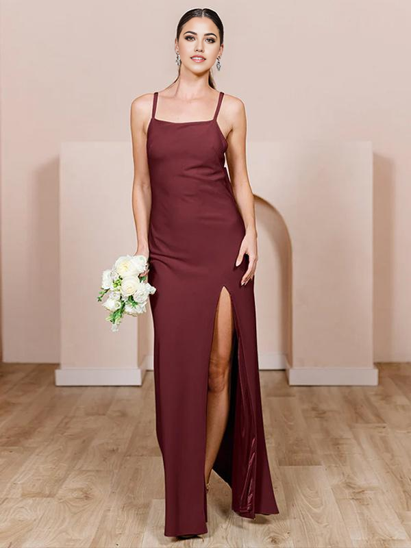 Sheath Spaghetti Straps Backless Floor-Length formal dresses Bridesmaid Dresses evening gown Prom Dress