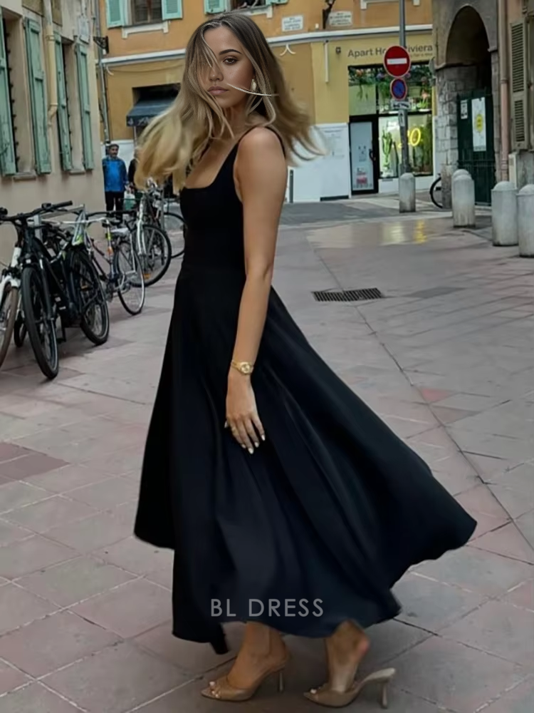 A Line Elegant Square Neck Ankle Length White formal dresses Bridesmaid Dresses evening gown Prom Dress