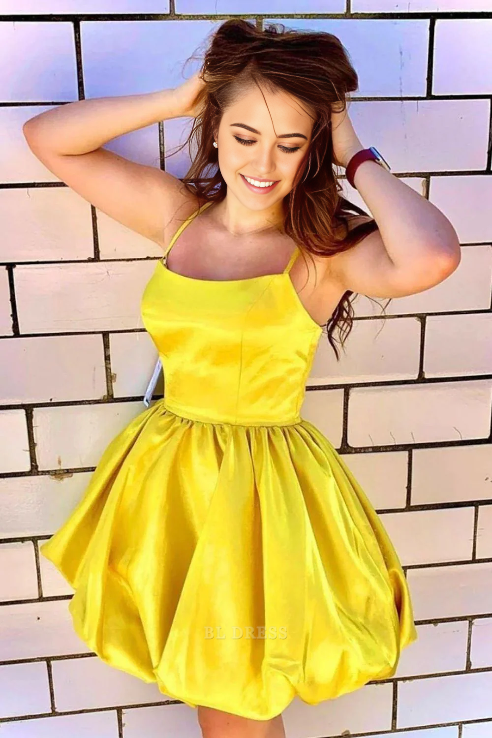 A-Linie Süße Spaghettiträger Kurzes Heimkehrkleid Abendkleider Brautjungfernkleider Abendkleid Ballkleid